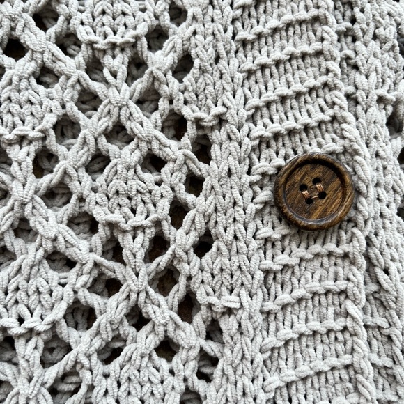 Nicole Miller Artelier Crochet Knit Button Down Sweater- sz Small- Muted Sage - Picture 9 of 14